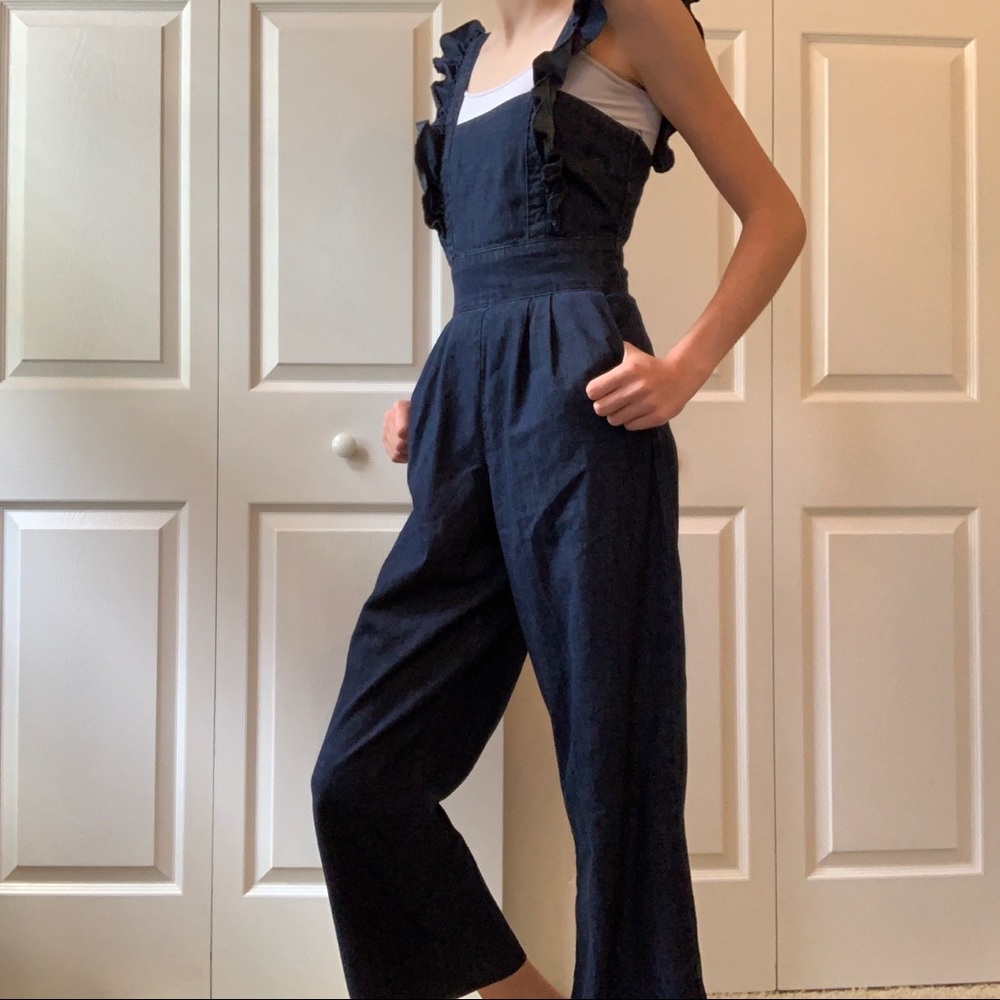 Ella Moss denim jumper with ruffle straps